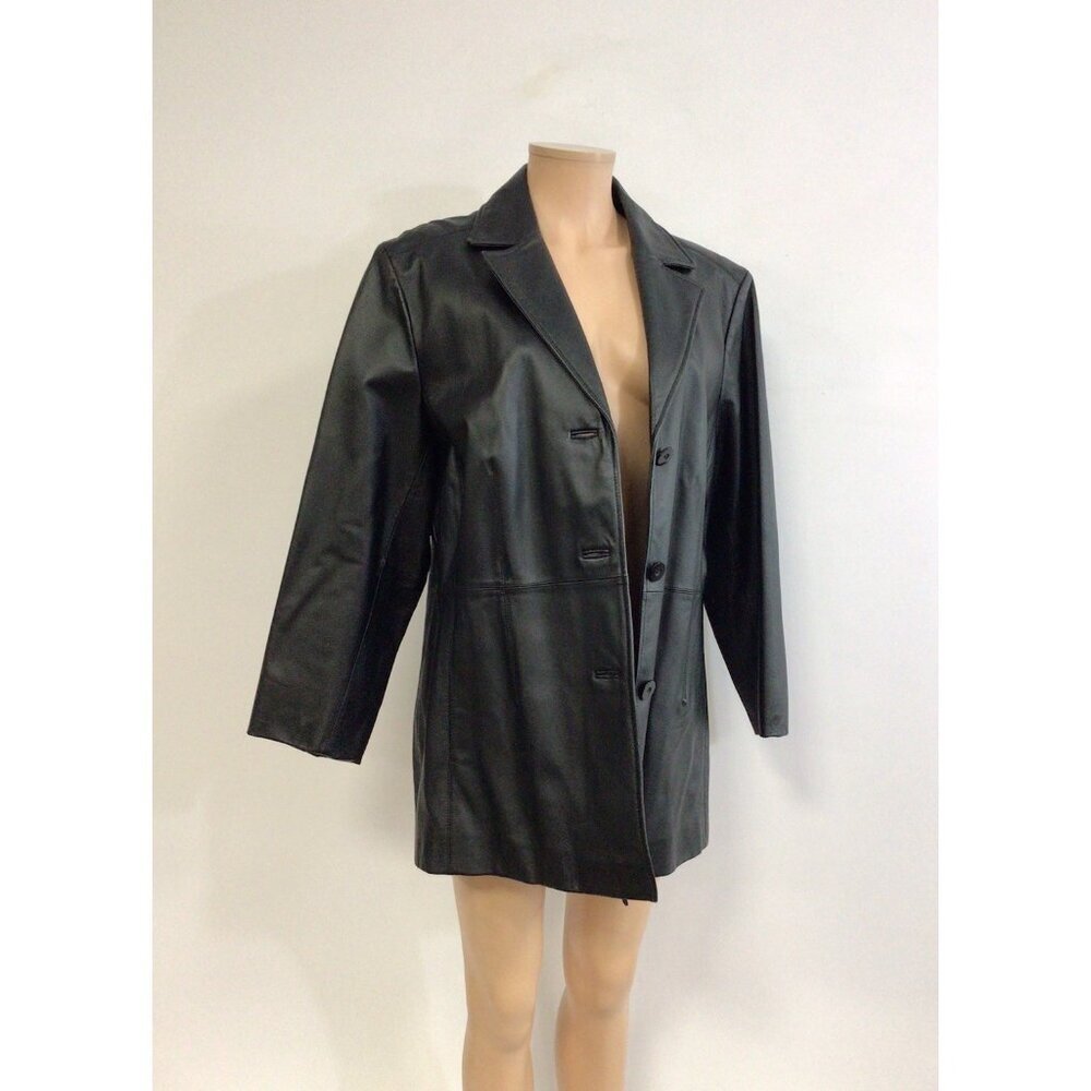 Worthington Black Leather Jacket Coat Womens XL NEW